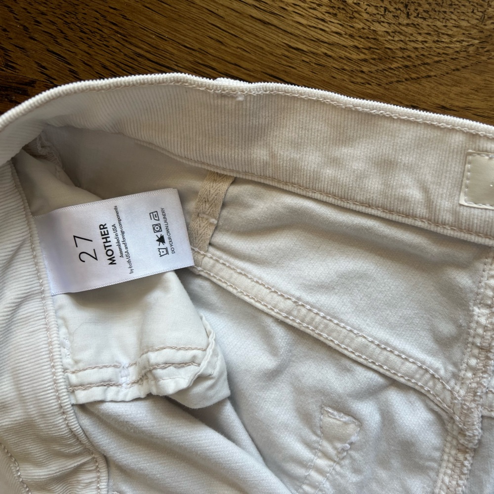 MOTHER The Hustler High-Rise Ankle Fray Corduroy Jeans Size 27 Hopscotch/Chalk - Picture 4 of 5